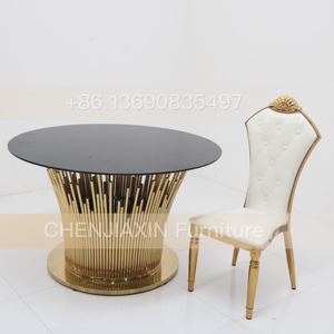 <span class=keywords><strong>2025</strong></span> Sang Trọng Kính Tròn Hàng Đầu Bàn Ăn Shinny Vàng Thép Không Gỉ Tiệc Cưới Bảng Cho Các Sự Kiện - Product Image 2