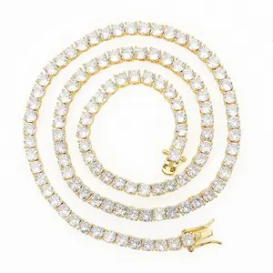 G1463-<span class=keywords><strong>Cadena</strong></span> de tenis de Circonia cúbica, 1 Fila de collares, joyería ostentosa de Hip hop, <span class=keywords><strong>cadena</strong></span> de tenis de oro y <span class=keywords><strong>plata</strong></span>, gran oferta - Product Image 2