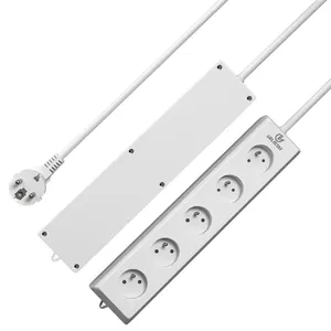 5 outlet white French standard Child Proofing extension cord socket electrical multi plug household safeguard power strip