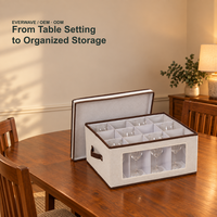Boîte de rangement pliable pour 12 verres à vin avec séparateurs, coffre anti-poussière pour verrerie, étui de rangement en tissu pour gobelets, idéal pour le déménagement