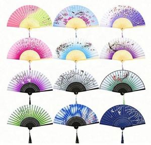 Personalized Customized Bamboo <b>Frame</b> Silk Folding Fan for Promotional Gift Fan With Tassels - Product Image 1