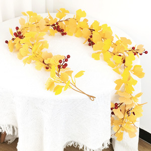 Feuilles de Ginkgo artificielles Xin Ouxi, 100cm-200cm, en tissu polyester résistant aux UV, décoration d'Halloween et d'automne - Product Image 2