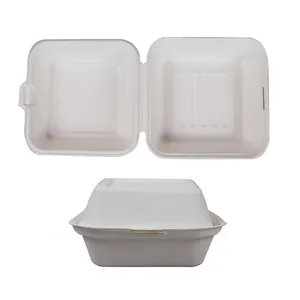 Lancheira de atacado biodegradável doméstica bagaço de cana-de-açúcar recipiente de comida conveniente utensílios de mesa personalizados para restaurante