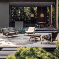Ensemble de canapé en rotin tressé pour l'extérieur, style nordique, avec table basse et fauteuil individuel, caractéristiques amovibles/remplaçables