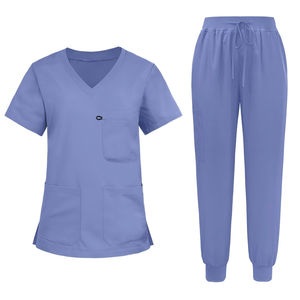 Conjunto de uniforme médico para mujer, blusa con cuello en V y pantalones con cordón ajustable, uniformes de hospital para uso médico, uniformes de enfermería. - Product Image 3