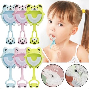 <b>U</b>-<b>Shaped</b> Children's <b>Toothbrush</b> Cartoon Animal Baby <b>Toothbrush</b> 360 Degree <b>Kids</b> Teeth Oral Care Cleaning Brush Silicone Teether - Product Image 1