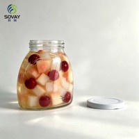 Pot en verre transparent bombé court de 630 ml, qualité alimentaire, pour cornichons, sirops, usage domestique et industriel