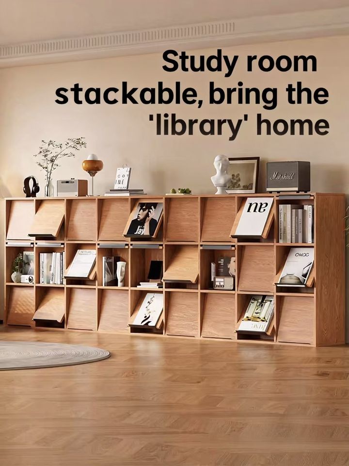 Modern Wooden Open-style Magazine Rack Modular Bookcase Adjustable ...