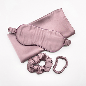 Ensemble <span class=keywords><strong>de</strong></span> taie d'oreiller 100% soie, masque <span class=keywords><strong>de</strong></span> sommeil et <span class=keywords><strong>bonnet</strong></span>, tissé uni à motif végétal, écologique, avec logo personnalisé, portable, pour la maison et l'hôtel - Product Image 2