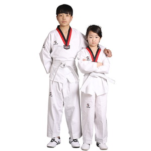 Uniforme Taekwondo Dobok Bianca con Collo a V Nero, Spedizione Gratuita, Uniforme Taekwondo ITF - Product Image 6