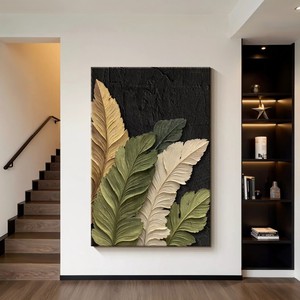 Peinture à l'huile peinte à la main, cadre rectangulaire blanc pour hall d'entrée, art décoratif - Product Image 4