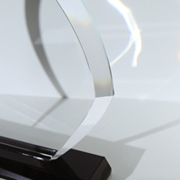 Trophée personnalisé en verre noir avec base en verre vierge gravé en cristal Awards Color Printing Clear Glass Award For Office