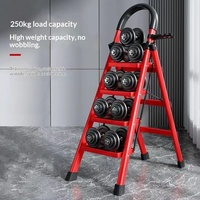 Échelle escamotable en acier au design moderne pour hôtel, 12 marches, tabouret d'escalier rouge, échelles télescopiques pliantes, capacité de charge de 150 kg, 1,28 m