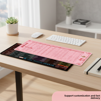 Tapis de Souris pour Ordinateur en Plastique Rectangulaire Grande Taille Extra Large Tapis de Bureau Tout-en-un Épaissi avec Raccourcis Clavier
