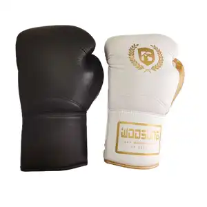 Sample free shipping Expensive gloves boxing custom logo real leather ufc fly white usa mma lace up kick boxing gloves