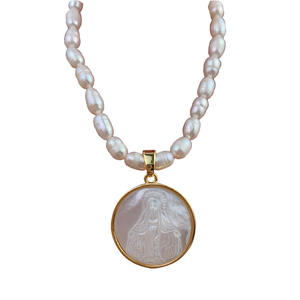 Nouveau produit, accessoires européens et américains, pendentif en <span class=keywords><strong>nacre</strong></span> naturelle Santa Maria Guadalupe, collier en perles d'eau douce pour femmes - Product Image 5