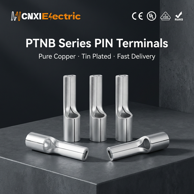 CNXI PTNB Series Hot Selling Copper Wire Connector Electrical No-Insulated Pin Flat Cable Lug Terminal for Industrial Automation