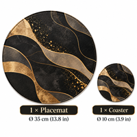 Ensemble de dessous-de-plat noir et or, imperméable, résistant à l'huile, isolant thermique, antidérapant, facile à nettoyer, décoration de la salle à manger