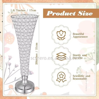 Support de vase en métal moderne avec cristaux, en forme de trompette, pour centres de table, mariages, Noël, fêtes, banquets et célébrations