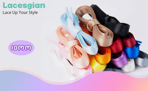 Lacets plats personnalisés en ruban de couleur unie, largeur 1 cm, en satin de soie pour baskets et chaussures, vente en gros, fournisseur de mode - Product Image 6