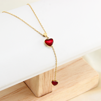 Collier en acier inoxydable plaqué or PVD 14K avec pendentif cœur en coquille rouge, chaîne à maillons, cadeau de fiançailles pour femme, personnalisable, vente en gros