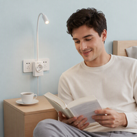 Lampe de lecture LED à prise Euro, lampe de chevet intelligente, portable, réglable, USB/TYPE C, à variation d'intensité progressive tactile, lumière de nuit pour chambre d'hôtel
