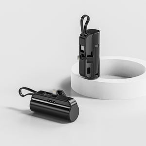 Batterie de secours pour téléphone portable avec prise personnalisée, mini batterie externe 5000 mAh avec câble intégré et support pour iPhone Samsung Google - Product Image 2