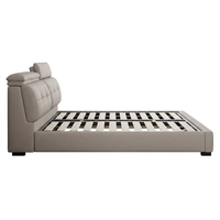 Lit de Luxe Moderne et Ergonomique avec Tête de Lit Double Section en Cuir Nappa, Cadre de Lit Queen Size avec Rangement – Vente Directe Usine