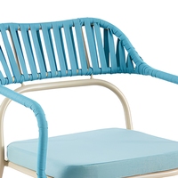 Chaise de jardin empilable avec cadre en acier, coussin amovible tressé en corde, idéale pour l'extérieur et compatible avec les conteneurs mixtes