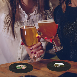 New Customized Giveaway Gift CD Record Coaster Heat Insulation Silicone <b>Cup</b> <b>Mat</b> for Office Bar Hotel - Product Image 5