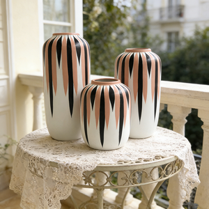 Nouveau design 2026 : <span class=keywords><strong>Vase</strong></span> en céramique rose et noir pour fleurs – Ensemble de vases à fleurs en céramique de haute qualité à prix abordable – Accessoires pour la maison - Product Image 2