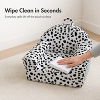 Fauteuil pouf en peluche pour enfants, siège en mousse douce à poils synthétiques motif taches de dalmatien pour tout-petits, avec poignée de transport, OEM
