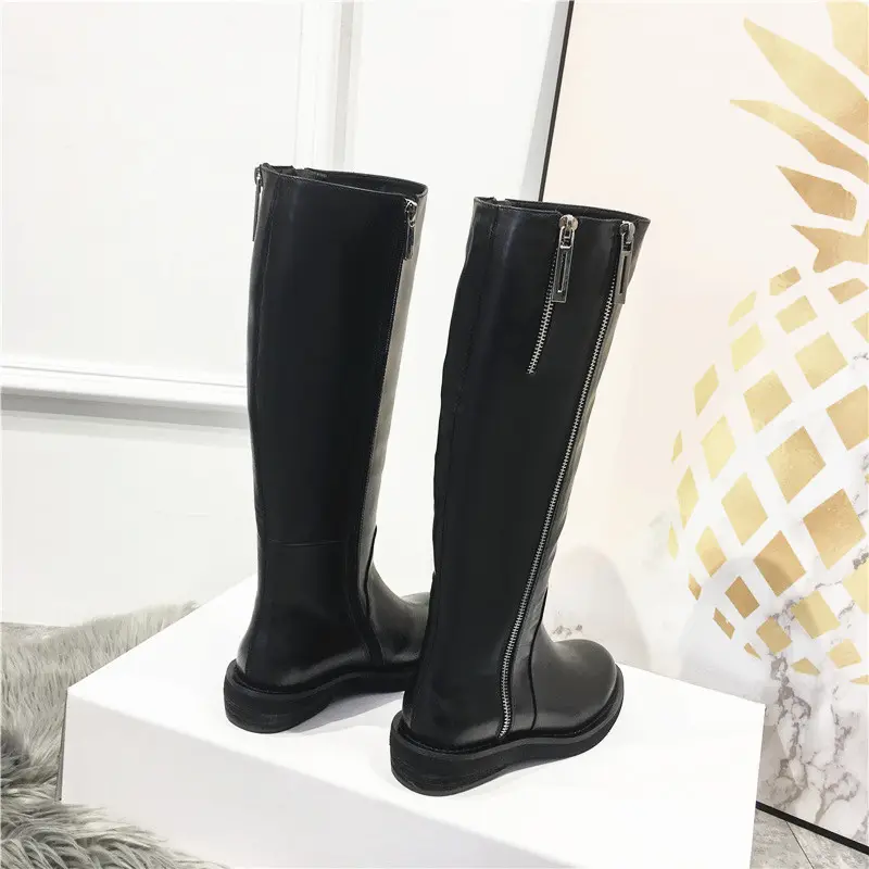 Long Winter Boots Women High Quality Cow Leather Shoes Long Boots for Ladies