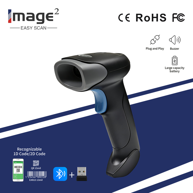 Handheld 1D 2D USB Wireless CMOS Barcode Scanner for Warehouse Industrial Use Portable Retail & Logistics in Stock