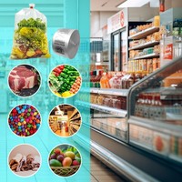 Sacs personnalisés transparents en PE pour produits frais, recyclables, réutilisables, épaissis, pour stockage alimentaire, emballage de produits frais, avec soufflet latéral pour supermarché