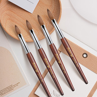 Brosse à ongles professionnelle avec manche en bois, en vrac, personnalisable, en acrylique, 100% Kolinsky # 10 # 12 # 14 # 16 # 18