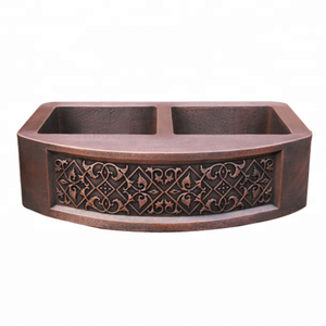 Évier <span class=keywords><strong>de</strong></span> cuisine en cuivre et laiton <span class=keywords><strong>d</strong></span>'<span class=keywords><strong>angle</strong></span>, trois bacs, évier <span class=keywords><strong>de</strong></span> style fermier - Product Image 3