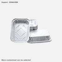 Barquette rectangulaire en aluminium jetable de 265x195x60mm, 2000ml, écologique, résistante au four, de qualité alimentaire, avec couvercle, pour la restauration