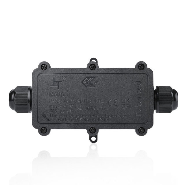 M686 2-Way IP68 Waterproof Junction Box PC PA66 Material Outdoor Connection Box for Landscape Lighting and CCTV
