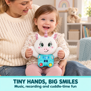 Nouveauté EPT : Peluche musicale licorne pour bébé avec enregistrement sonore, lumière et son activé par le mouvement, pour les nourrissons de 6 <span class=keywords><strong>mois</strong></span> et plus - Product Image 6