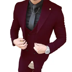 3 Pieces Slim Fit Suit for Men 2022 Tailor Made Groomsmen Wedding Suits Business Male Clothing ( Blazer+Vest+Pants)