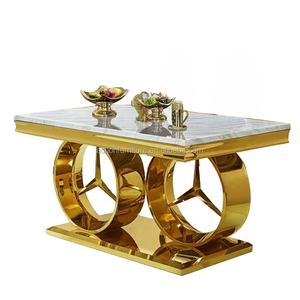 Design moderno Semplice Oro di Base In Acciaio Inox Con Piano In Marmo <span class=keywords><strong>Tavolo</strong></span> Da Pranzo 6 <span class=keywords><strong>Sedie</strong></span> <span class=keywords><strong>Per</strong></span> Albergo <span class=keywords><strong>Soggiorno</strong></span> - Product Image 4