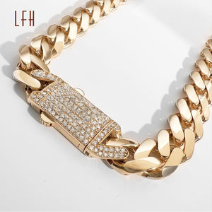 LFH Vente en gros Collier à maillons cubains Miami en <span class=keywords><strong>or</strong></span> véritable 18 carats pur Chaîne Hip Hop Au750 Bracelet gourmette personnalisé 18 carats au750 Chaînes pour hommes - Product Image 6