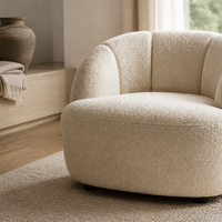 Fauteuil d'appoint Boucle Barrel, chaise individuelle rembourrée avec dossier incurvé enveloppant pour salon, chambre ou coin.