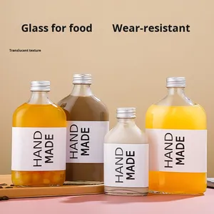 Rõ ràng rỗng phẳng <span class=keywords><strong>Flask</strong></span> 50ml 100ml 200ml 250ml 350ml 500ml Cold brew cà phê sữa trà nước trái cây Đồ uống Rượu rượu chai thủy tinh - Product Image 4
