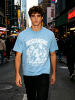 T-shirt Streetwear Homme Personnalisé Imprimé DTG Kornit Effet Vieilli Portrait Vintage Tissé 280g Coupe Classique Lavé