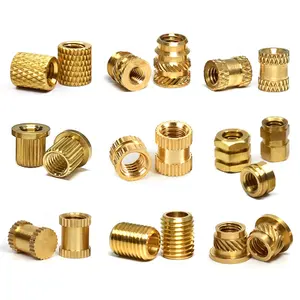 low profile brass knurled thread insert nut iron for plastic mould round head tube heat d injection nut M2 M3 M4 M5 M6 M8 M12