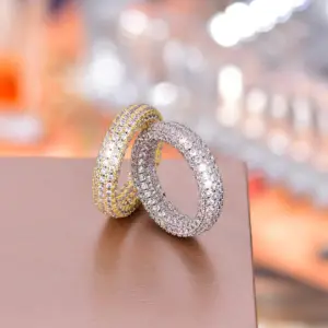 High Quality Gemstone Rings Brass Hip Hop Iced Out Jewellery Diamond Rings From China