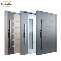 Puerta de Seguridad Inteligente para Entrada Exterior de Villa Personalizada, Cerradura Electrónica con Contraseña, Entrada Principal de Aluminio y Vidrio, Prevención de Incendios