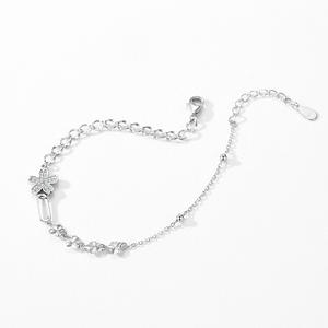 S925 Sterling Silver Zircon Simple and <b>Sweet</b> Floral Chain Bracelet for Women's Everyday Wear Customizable copper version - Product Image 4